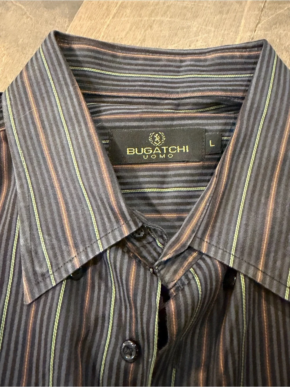 Bugatchi uomo black Multi-Stripe Dress Shirt - Picture 2 of 6